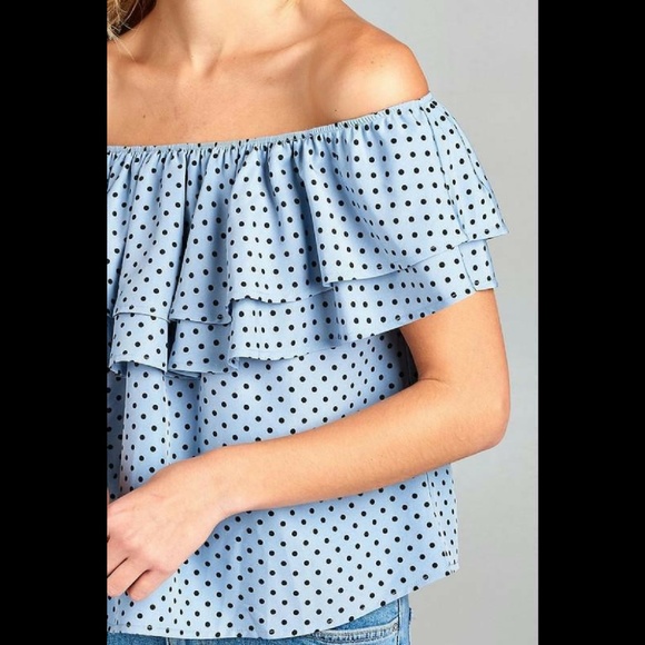 Casual Top Short Sleeve Polka Dot Loose Blouse - Picture 3 of 4